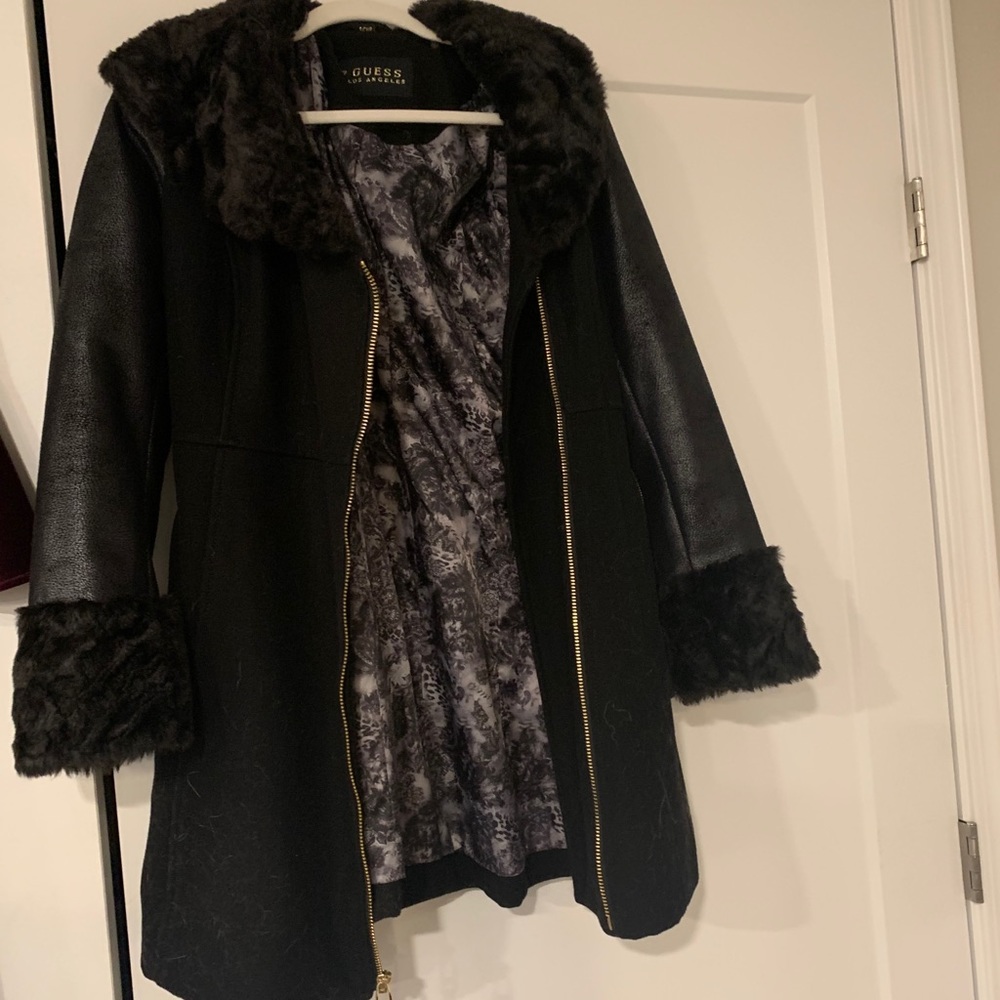 GUESS? Black winter peacoat